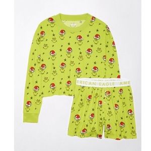 AE grinch plush PJ set size small